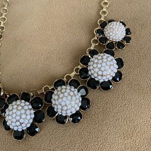 Black and white flower statement necklace